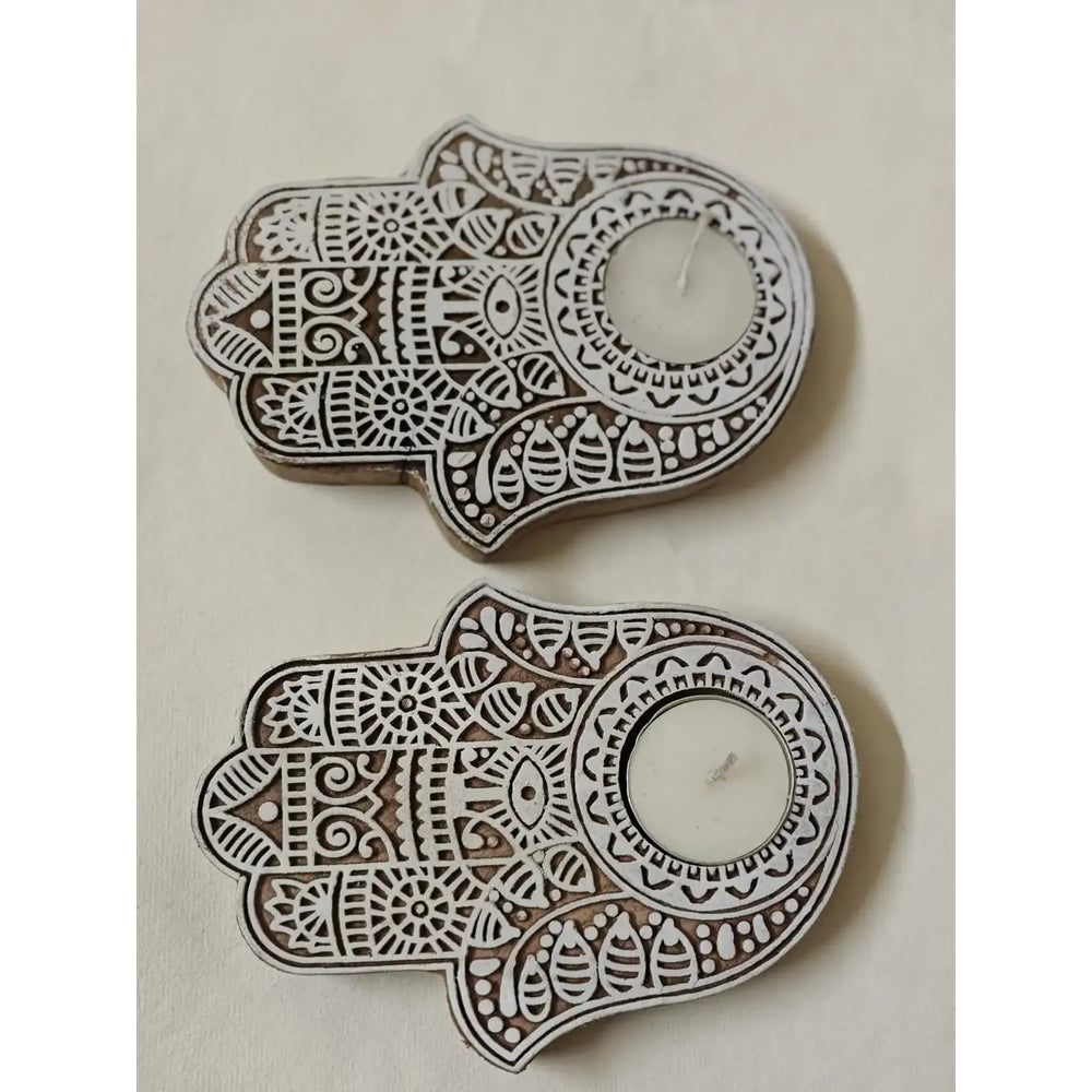 Hamsa hand tea light holder (set of 2) | ONEarth - EarthBased 