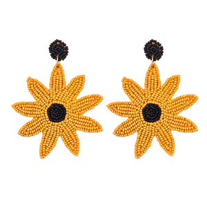 Handmade Beaded Sunflower Earrings - EarthBased 