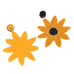 Handmade Beaded Sunflower Earrings - EarthBased 