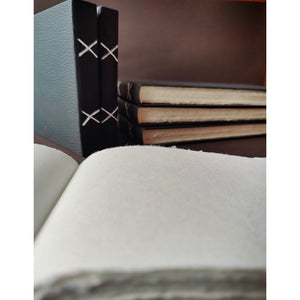 Black Leather feel landscape Journal I Cruelty free I Handmade Cotton papers by White Canvaa - EarthBased 