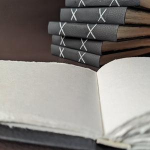 Black Leather feel landscape Journal I Cruelty free I Handmade Cotton papers by White Canvaa - EarthBased 