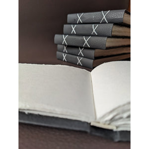 Black Leather feel landscape Journal I Cruelty free I Handmade Cotton papers by White Canvaa - EarthBased 