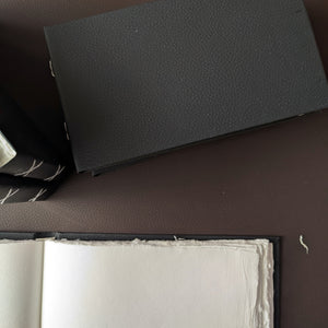 Black Leather feel landscape Journal I Cruelty free I Handmade Cotton papers by White Canvaa - EarthBased 