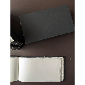 Black Leather feel landscape Journal I Cruelty free I Handmade Cotton papers by White Canvaa - EarthBased 