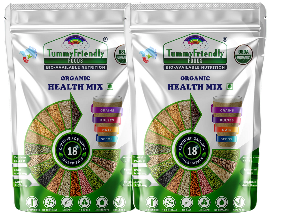 TummyFriendly Foods Organic Health Mix for Kids and Adults. No Chemicals, No Pesticides (Pack of 2) - EarthBased 