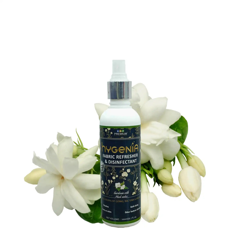 Hygenia Fabric Refresher & Disinfectant - Gardenia with Musk Notes 200ml - EarthBased 