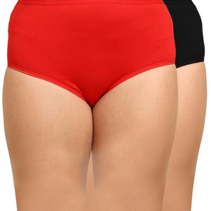 Bamboo Fabric Women's Hipster Panty | Red and Black | Pack of 2 - EarthBased 