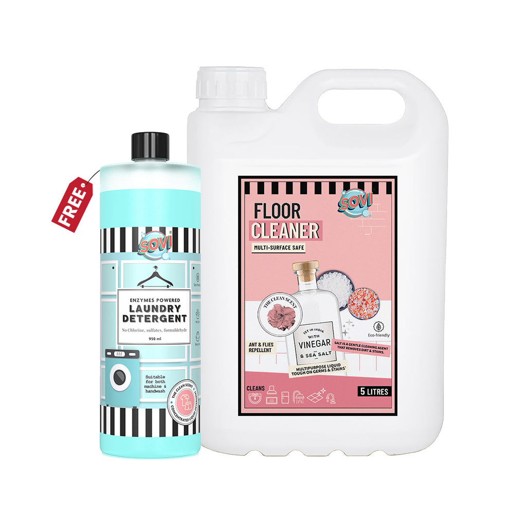 A STEAL DEAL - SOVI® Floor Cleaner 5 Liters | SOVI® Laundry Liquid Detergent 950 ml (₹449) Free - EarthBased 