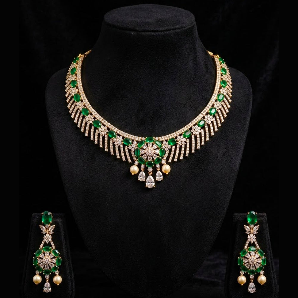 Emerald Fringe Necklace Set - view 4