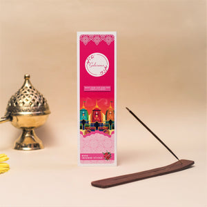 Rose Incense Sticks With Free Incense Holder| Made from Cowdung & Temple Flowers | Gulessence - EarthBased 