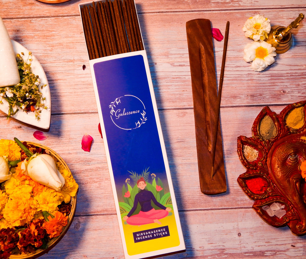 Gulessence Rose, Sandal, Jasmine ,Loban Incense Sticks with Free Incense Holder | Pack of 4 (40 Incense Sticks Each Box) - EarthBased 