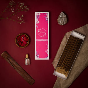 Gulessence  Floral Sandal, Oudh ,Rose Incense Sticks with Free Incense Holder | Pack of 3 (40 Incense Sticks Each Box) - EarthBased 