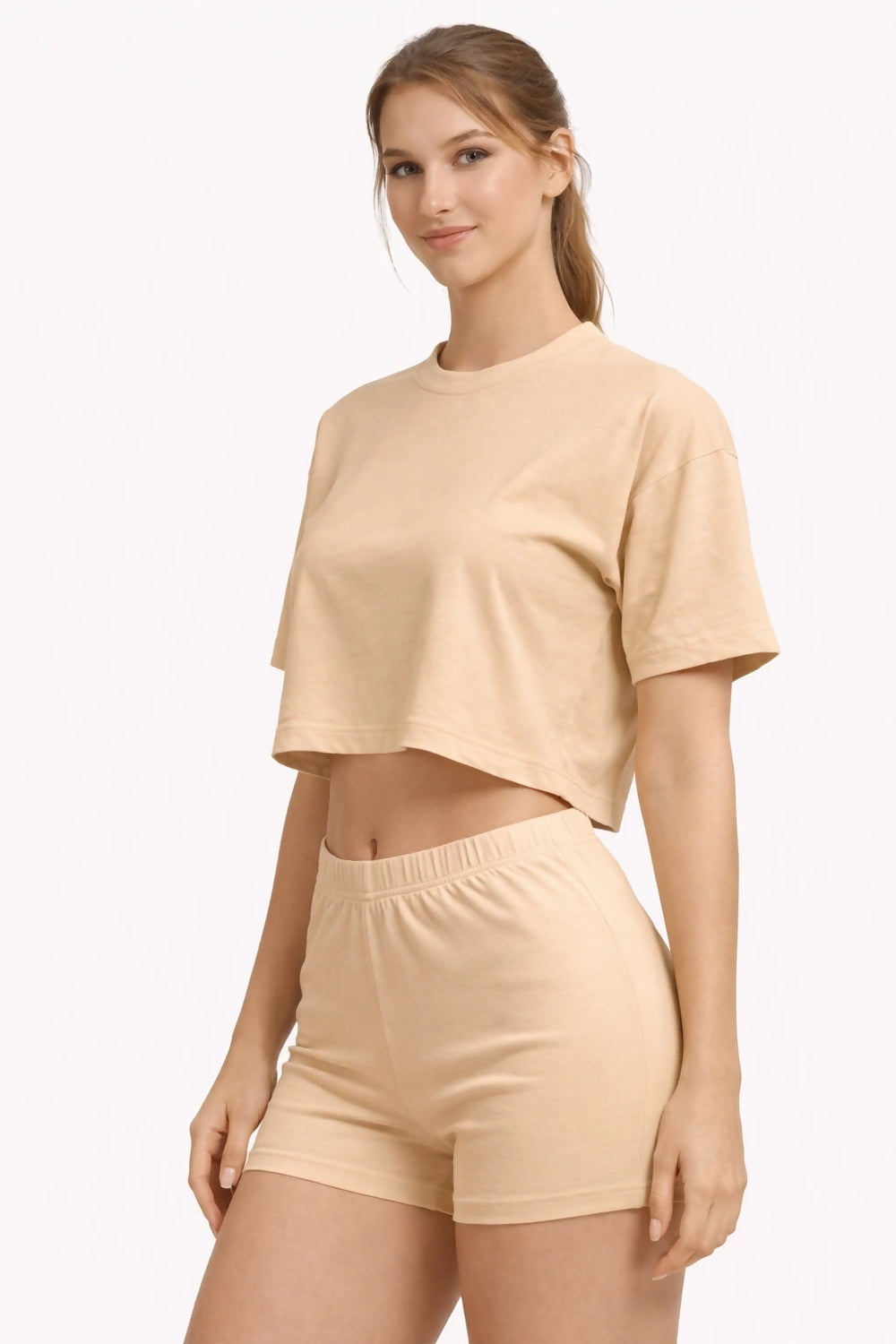Bamboo Fabric Mid Rise Shorts | Beige and Mauve | Pack of 2 - EarthBased 