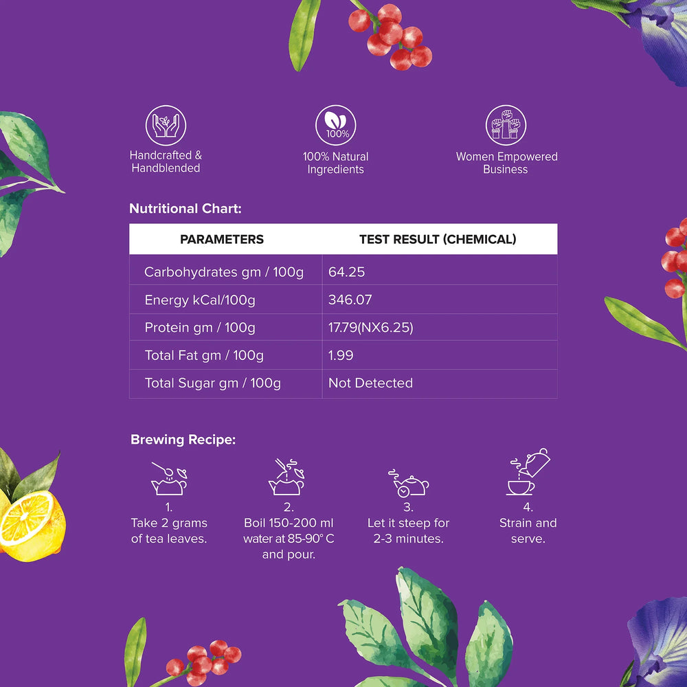 The Infused Kettle Premium Purple Cranberry Green Tea, Loose Herbal Tea Leaves Blended with Lime & Blue Pea Flower, Boosts Metabolism, Low Caffeine Chai - EarthBased 