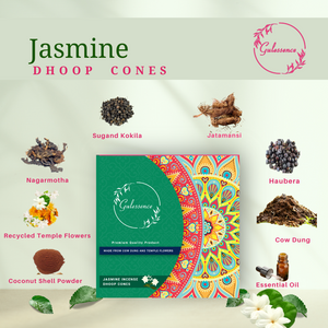 Gulessence Rose,Jasime & Sandalwood Incense Dhoop Cones  - Made from Cowdung & Temple Flowers |  (Pack of 3) - EarthBased 