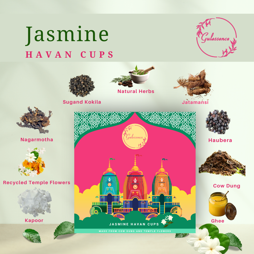 Gulessence Jasmine ,Rose Havan Cups | Pack of 2 - EarthBased 