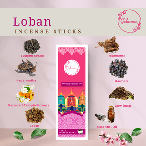 Loban Incense Sticks With Free Incense Holder| Made from Cow dung & Temple Flower | Gulessence - EarthBased 