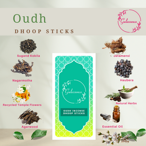 Oudh Bamboo Less Incense Dhoop Sticks | Made from Temple flowers | Gulessence - EarthBased 