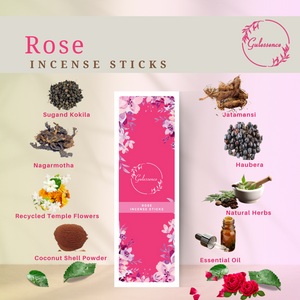Rose Incense Sticks With Free Incense Holder| Made from Temple Flower | Gulessence - EarthBased 