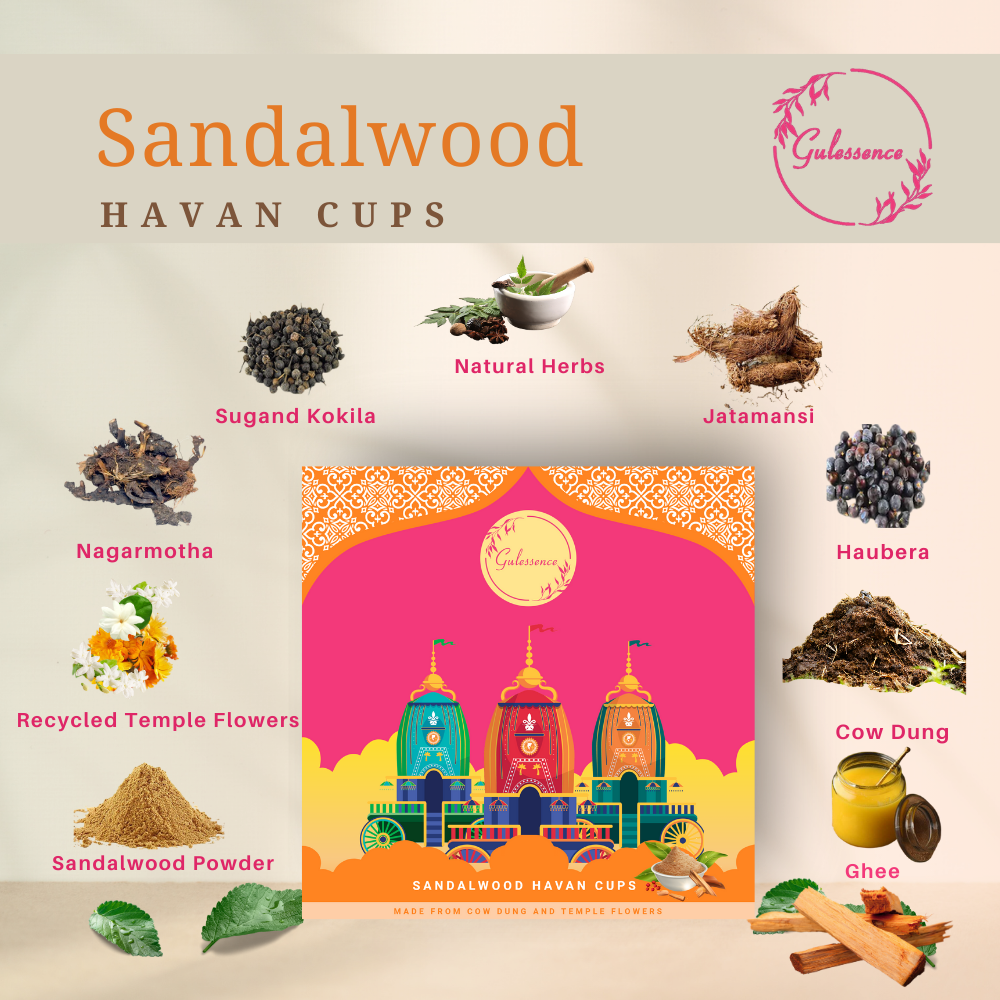 Gulessence Loban ,Sandalwood Havan Cups | Pack of 2 - EarthBased 