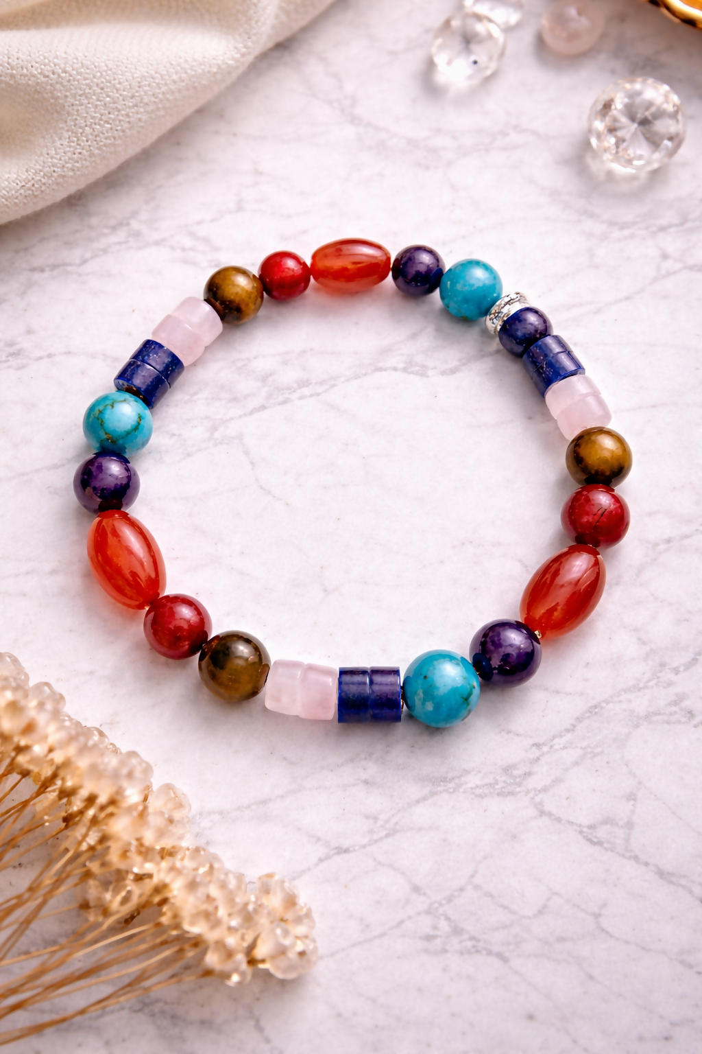 Natural Certified Seven Chakra Bracelet For Opening All 7 Chakras