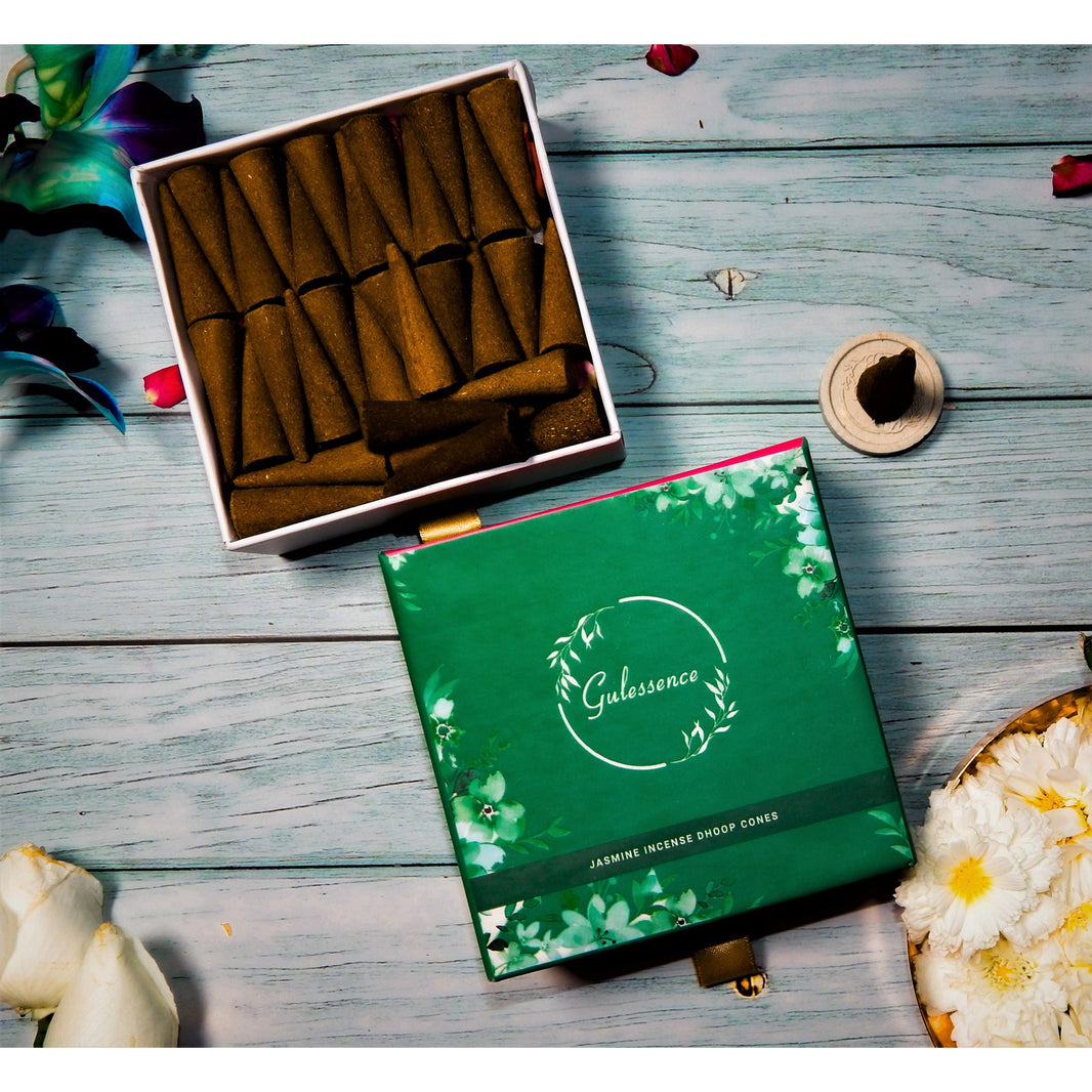 Jasmine Dhoop Cones | Made from Temple Flower | Gulessence - EarthBased 