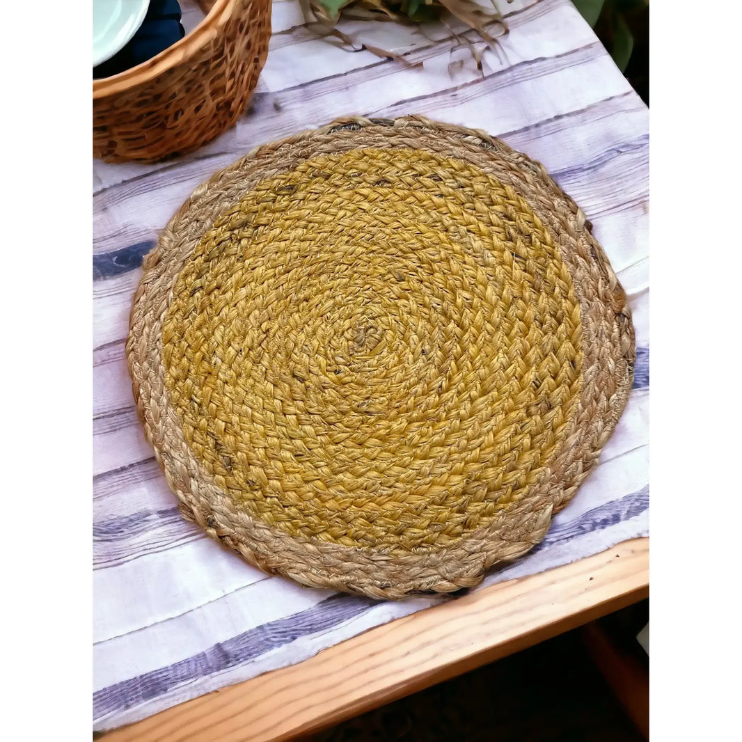 Jute Placemats set of 2 (yellow) | ONEarth - EarthBased 