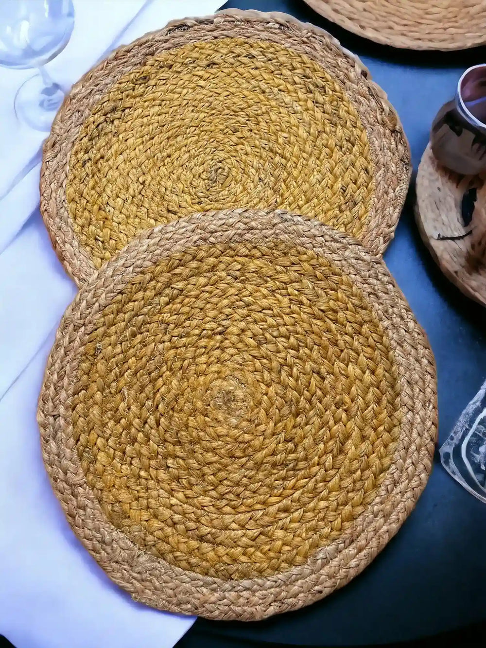 Jute Placemats set of 2 (yellow) | ONEarth - EarthBased 