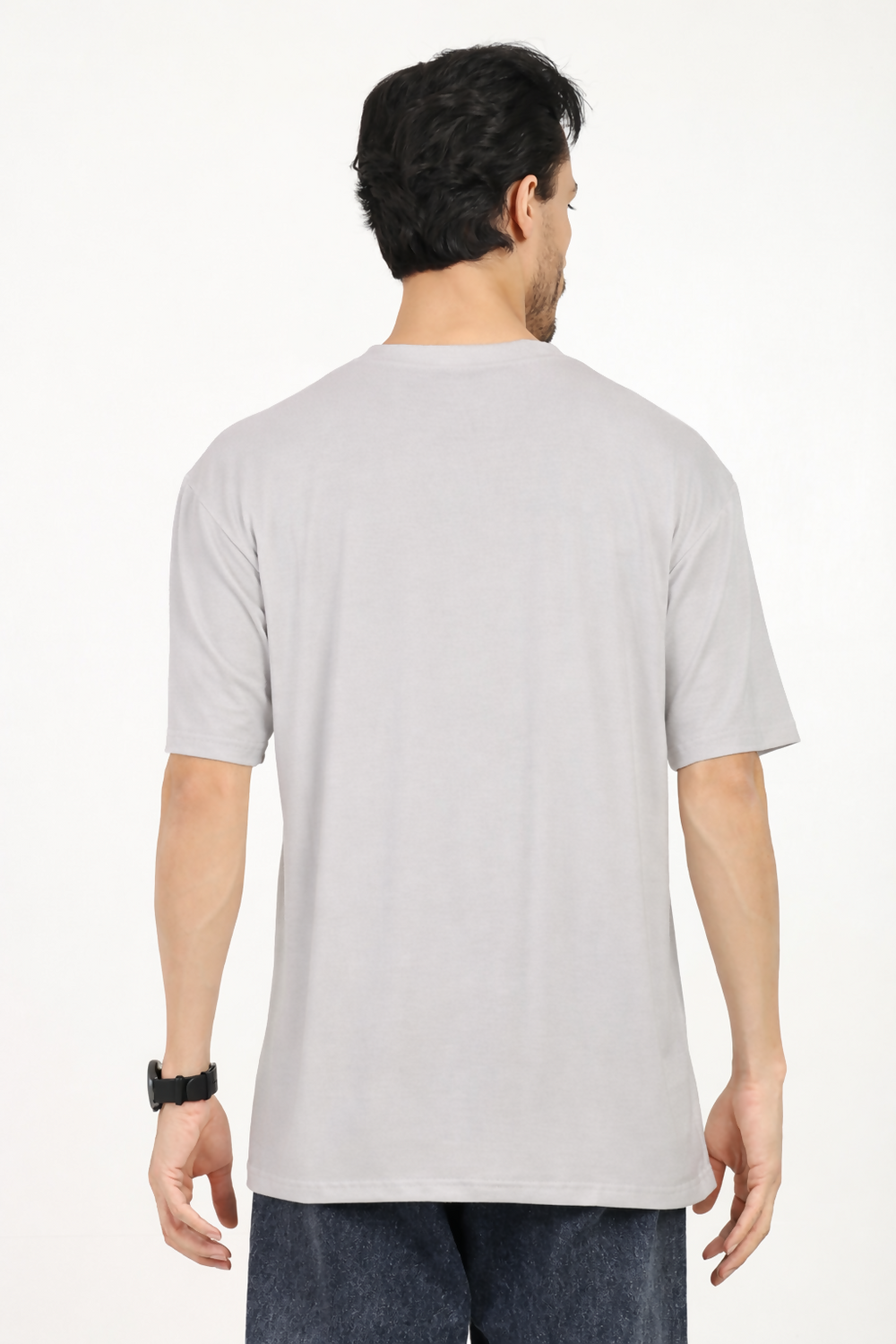 Men Oversized Plain Bamboo T-Shirt – Soft, Breathable & Sustainable | Gray - EarthBased 