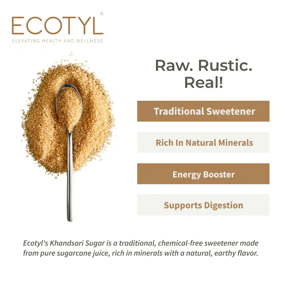 Ecotyl Khandsari Sugar | Unrefined Natural Sweetener | Rich in Minerals | 1kg - EarthBased 