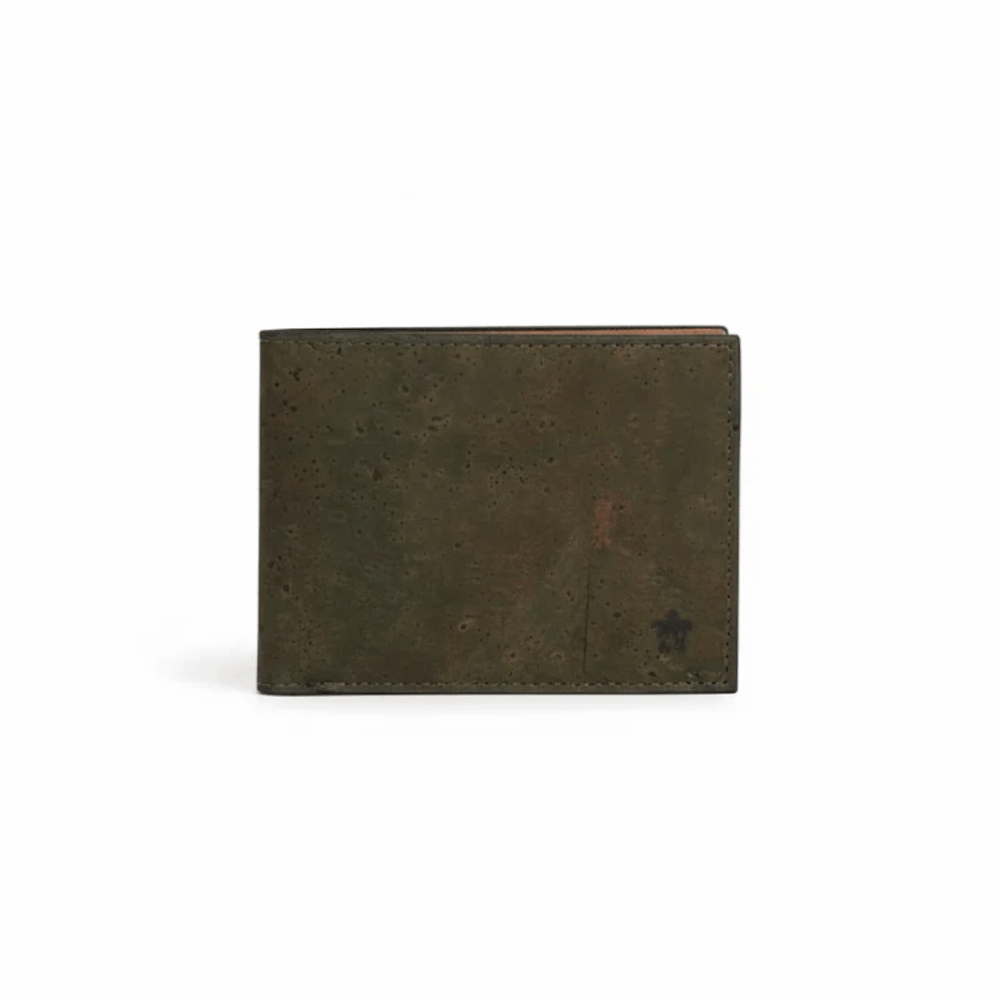 Clan Earth Kakapo bifold wallet – eco-friendly cork, olive green
