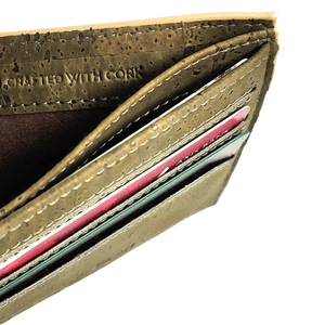 Clan Earth Kakapo cork wallet – olive green bifold with card slots