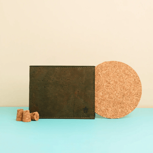 Kakapo cork wallet by Clan Earth – lightweight olive green bifold