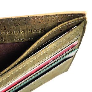 Kakapo Bifold Cork Wallet - Olive Green | Clan Earth - EarthBased 