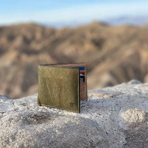 Kakapo Bifold Cork Wallet - Olive Green | Clan Earth - EarthBased 