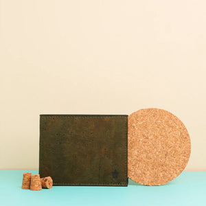 Kakapo Bifold Cork Wallet - Olive Green | Clan Earth - EarthBased 