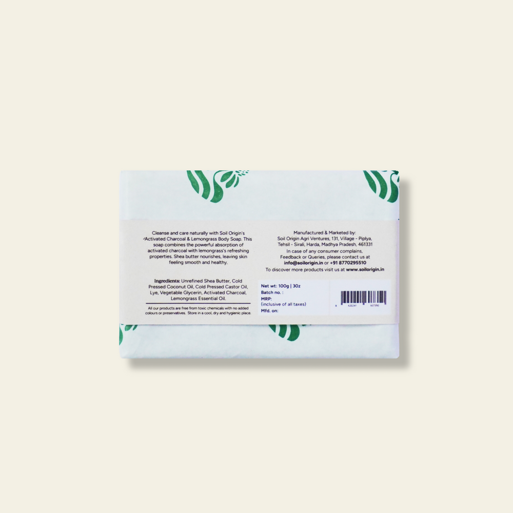 Activated Charcoal & Lemongrass Body Soap With Shea Butter - 100 Gm | Pack of 2 - EarthBased 