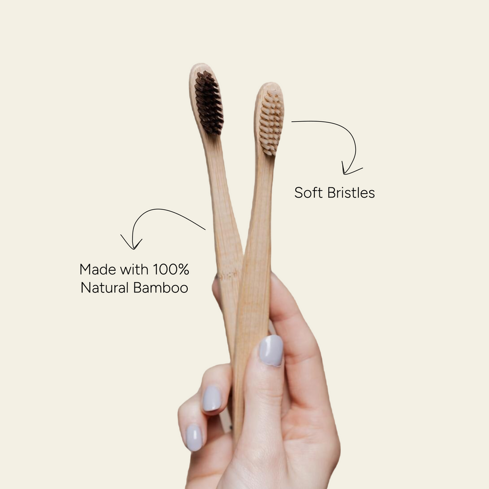 Kids Bamboo Brush (Charcol Bristles) - Set of 2 | Pack of 3 - EarthBased 