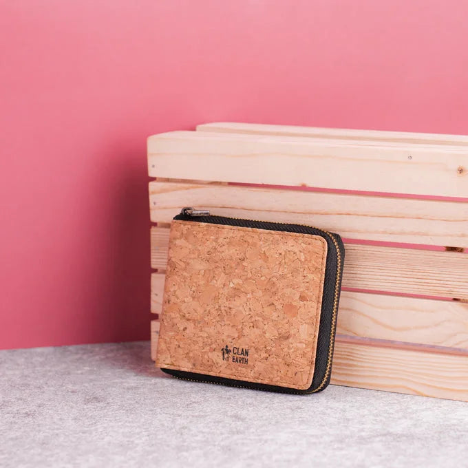Kiwi Cork Zip Wallet - Tan | Clan Earth - EarthBased 
