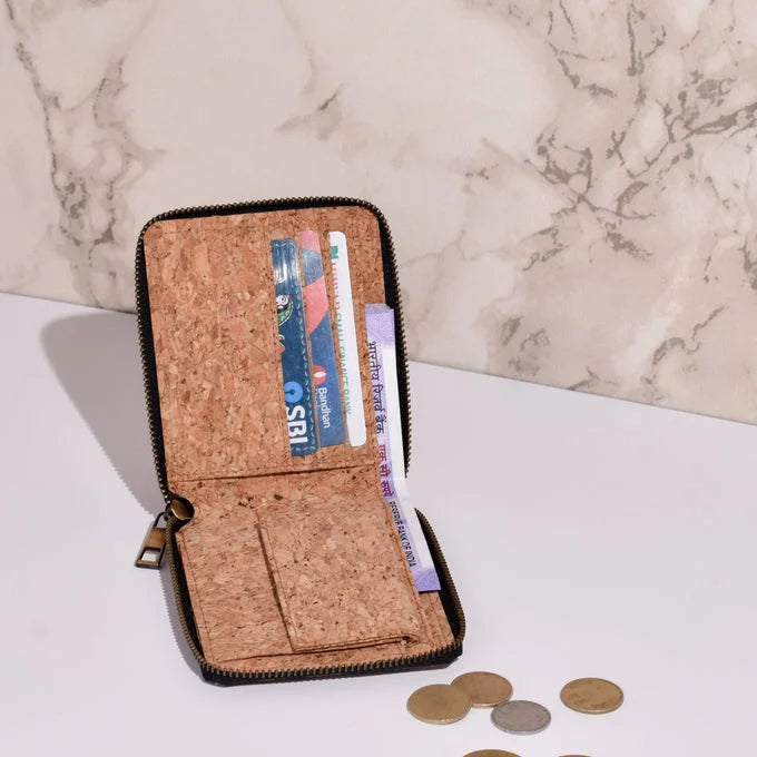 Kiwi Cork Zip Wallet - Tan | Clan Earth - EarthBased 