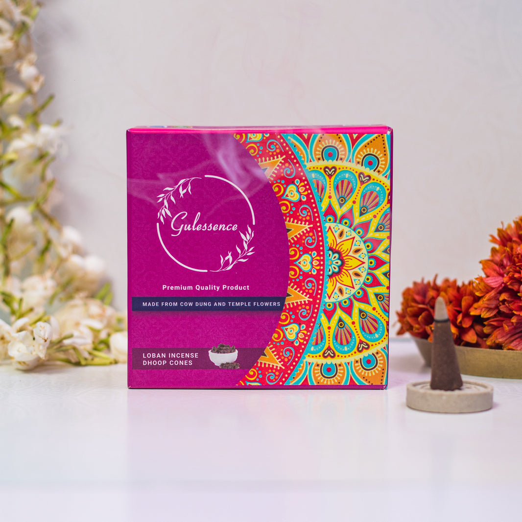 Loban Dhoop Cones | Made from Cow dung & Temple Flower | Gulessence - Gulessence