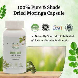 Daivik Moringa Veg Capsules | 100% Natural | Immunity Booster, Anti Aging, Anti Oxidant | 100 Caps Each - EarthBased 
