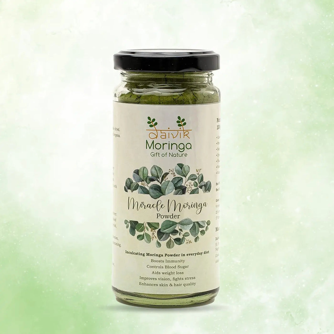 Daivik Moringa Miracle Moringa Powder | 100% Natural | Immunity Booster, Anti Aging, Anti Oxidant | 120 gms - EarthBased 