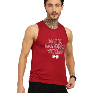 Men's Bamboo Fabric Workout Gym Vest | Maroon - EarthBased 