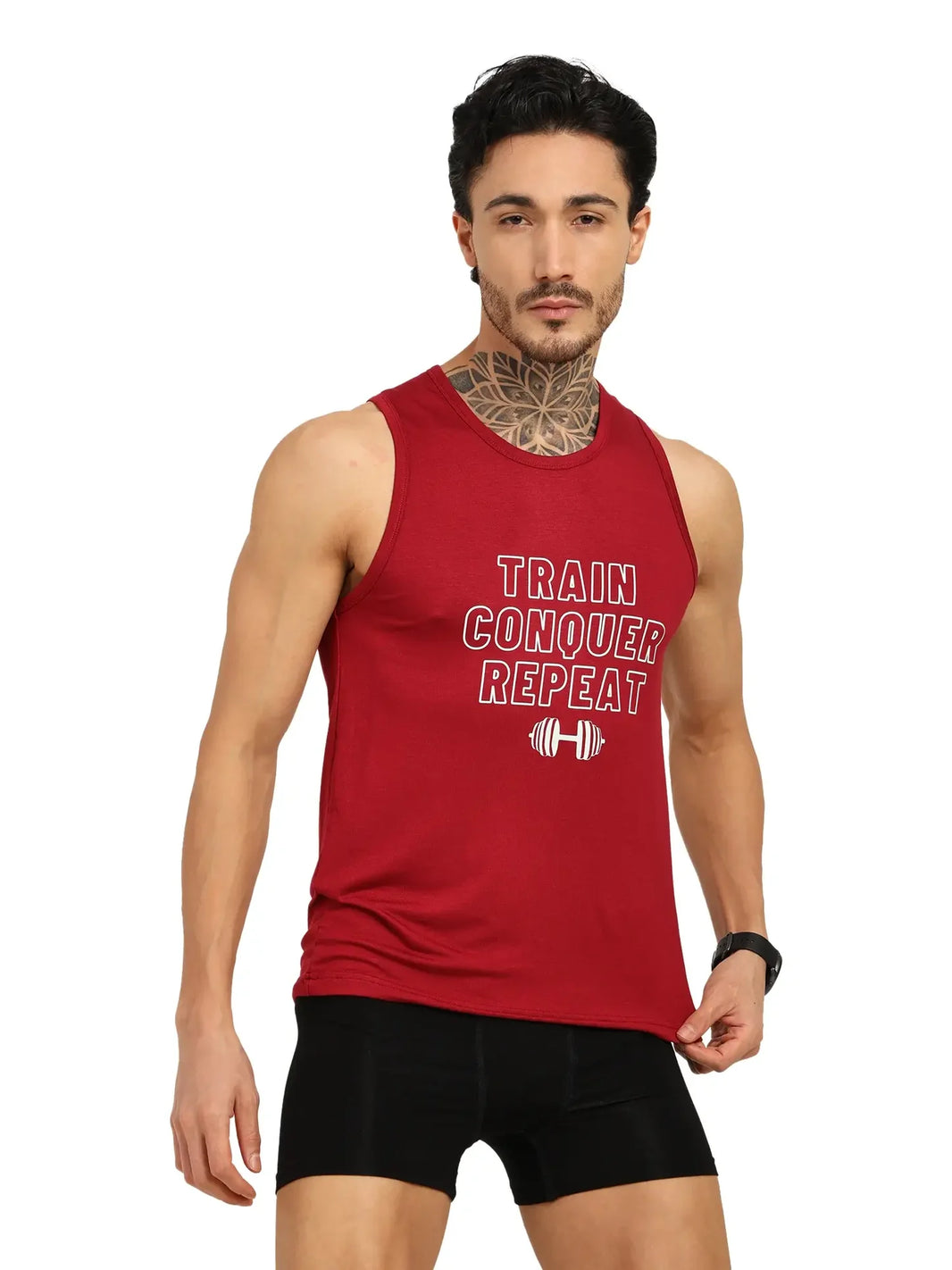 Men's Bamboo Fabric Workout Gym Vest | Maroon - EarthBased 