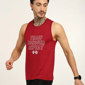 Men's Bamboo Fabric Workout Gym Vest | Maroon - EarthBased 