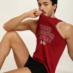 Men's Bamboo Fabric Workout Gym Vest | Maroon - EarthBased 