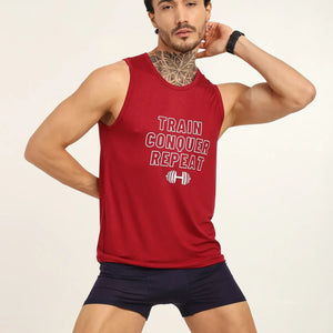 Men's Bamboo Fabric Workout Gym Vest | Maroon - EarthBased 