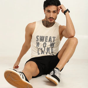 Men's Bamboo Fabric Workout Gym Vest | Cream - EarthBased 