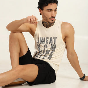 Men's Bamboo Fabric Workout Gym Vest | Cream - EarthBased 